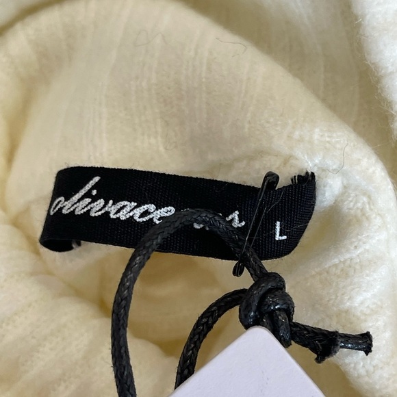 Olivaceous New size Large turtle neck soft sweater cream cozy ribbed knit sliit - Picture 9 of 12